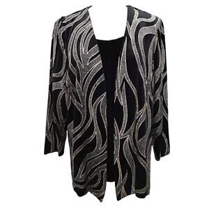 Vintage Embroidered Sparkle Velvet Jacket 16P R&M Richards Metallic Party Dressy